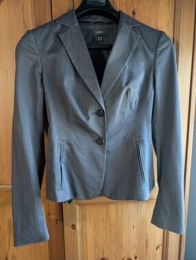 Mexx Women's Gray Pinstripe Black And Grey Thin Striped Blazer
